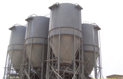 Silo's at a cement bagging plant in Ghana